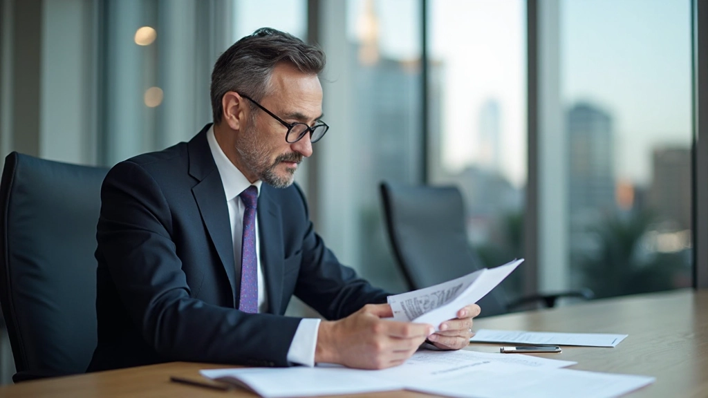 Business professional reviewing Dutch business communication materials and documents