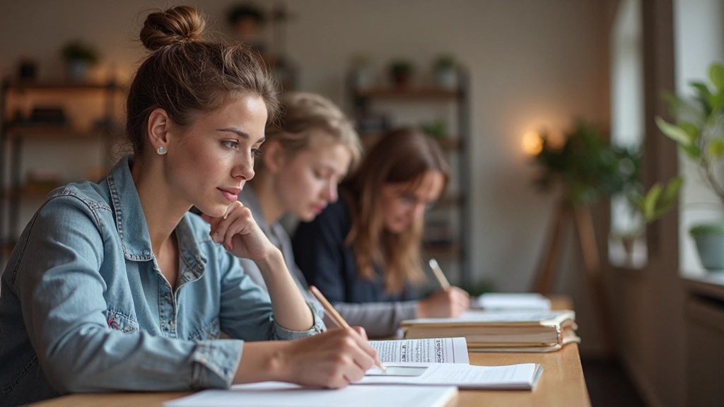 Diverse groep studenten die samen Nederlands studeren in moderne lesruimte