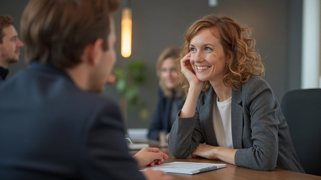 Professional woman participating in Dutch conversation practice session with instructor