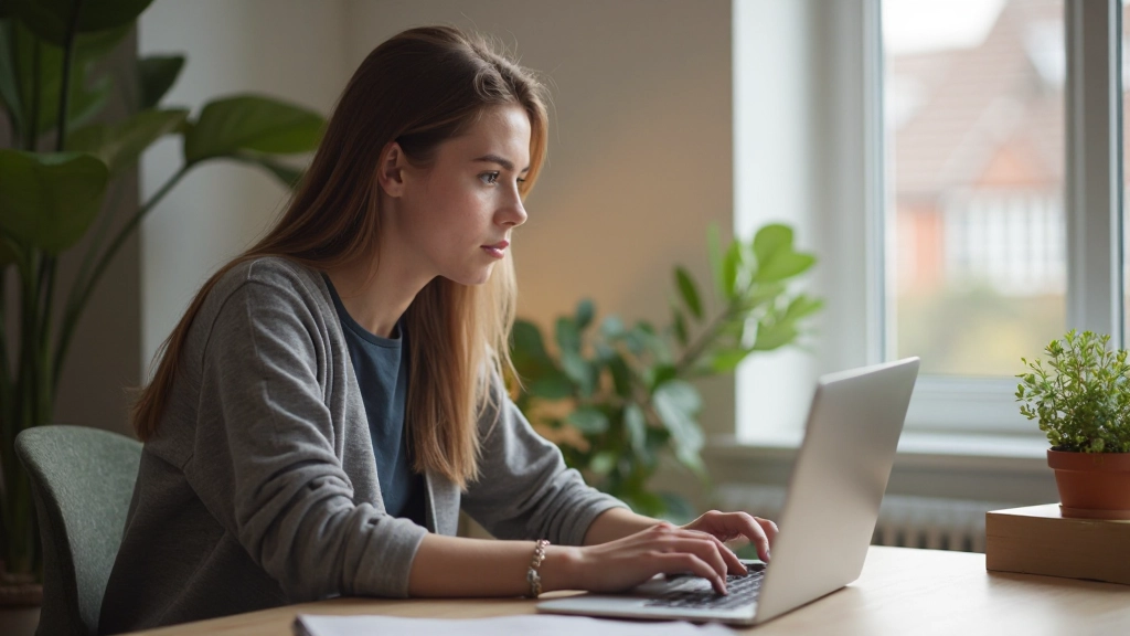 Student oefent Nederlandse conversatie met app op laptop thuis